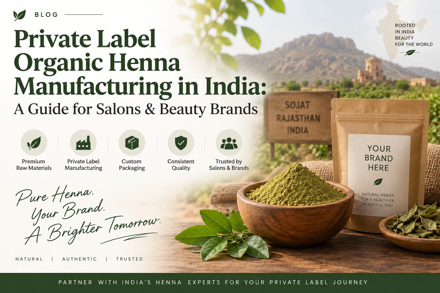 Private label organic henna manufacturing in India for salons and beauty brands
